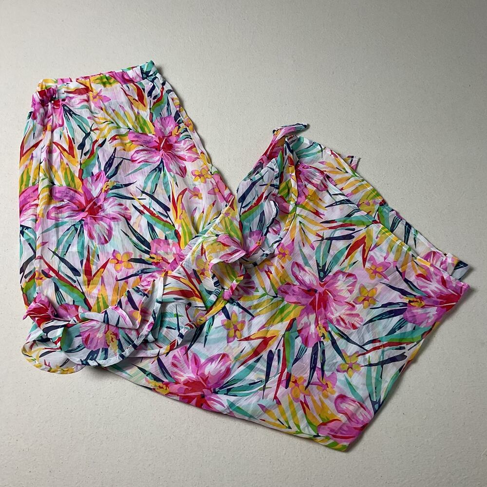 Womens Sheer Floral Print Cover Up Pants